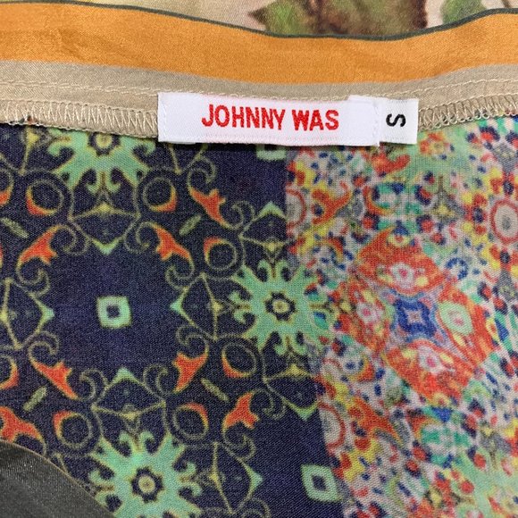 Johnny Was Floral Sheer Silk Tunic Blouse - Picture 7 of 9